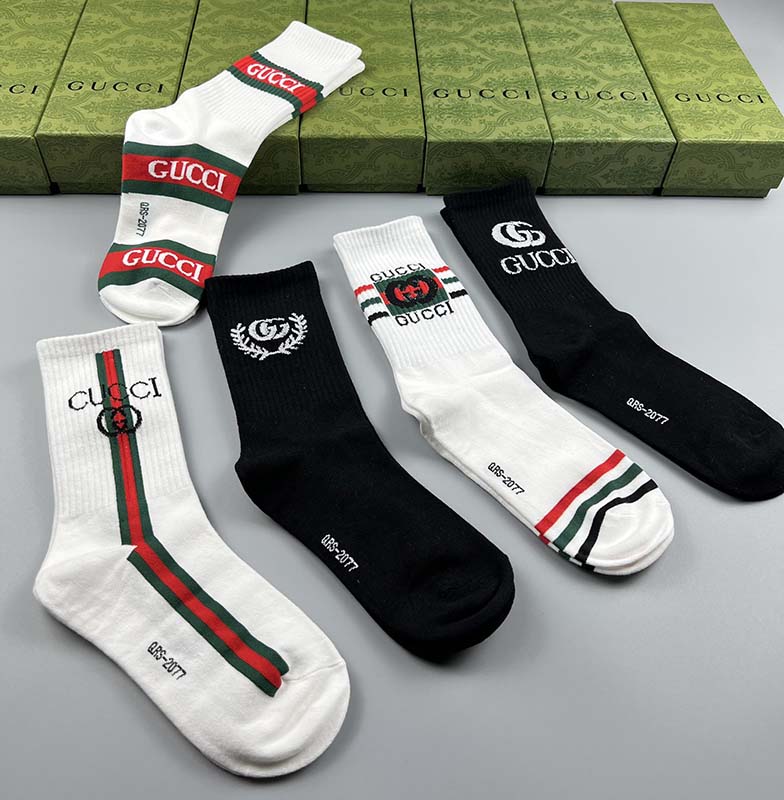 Set of 5 Pairs of Cotton Anti-bacterial Crew Socks WZ-924000187