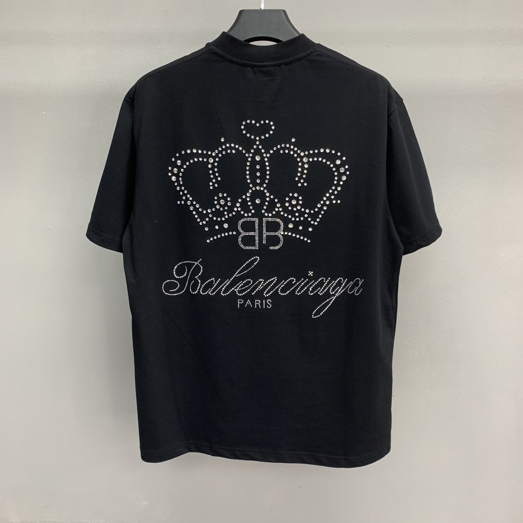 Paris royal crown hot diamond short sleeve t-shirt