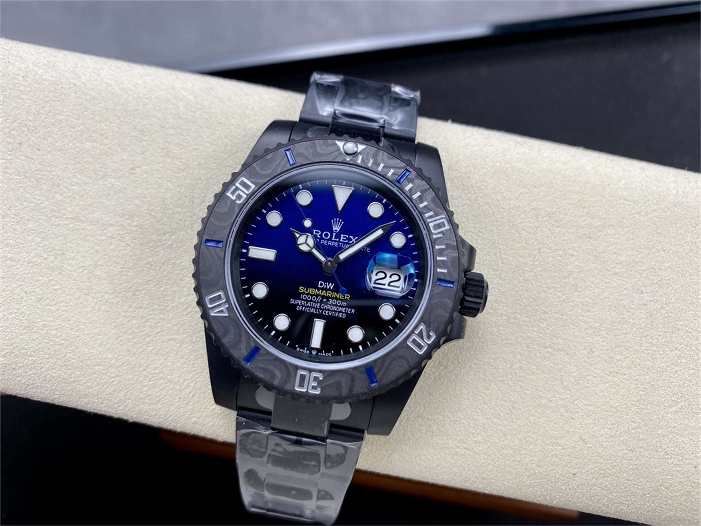 VSF DiW Submariner Gradient Blue – DLC Black Steel & Carbon Bezel (VS3135)
