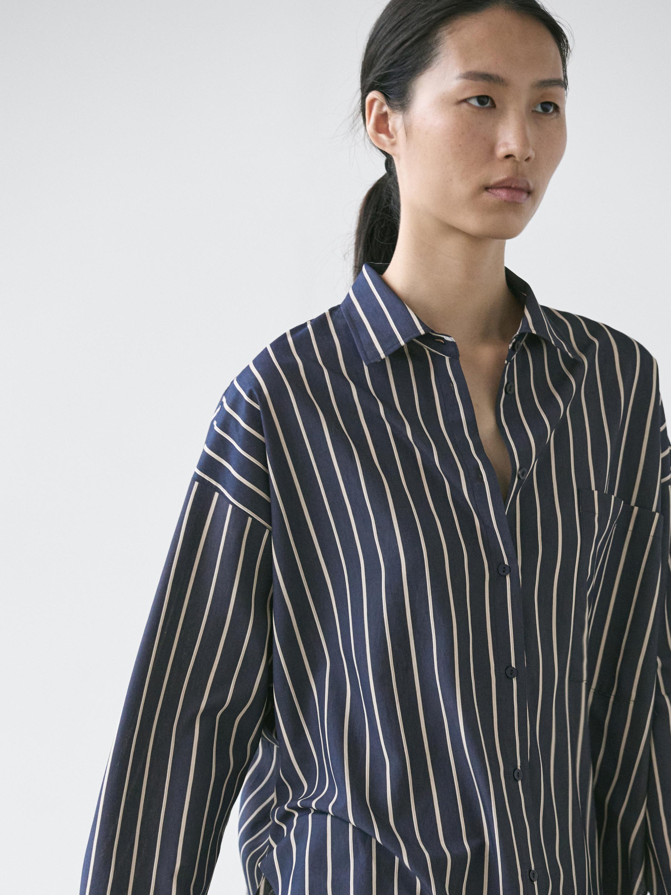 Camisa fluida rayas detalle bolsillo