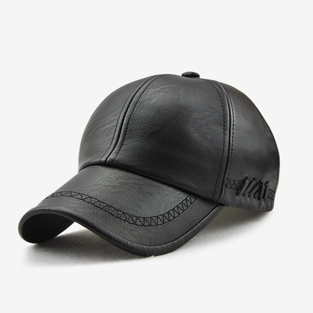 Men's Outdoor PU Leather Curved Brim Adjustable Baseball Cap