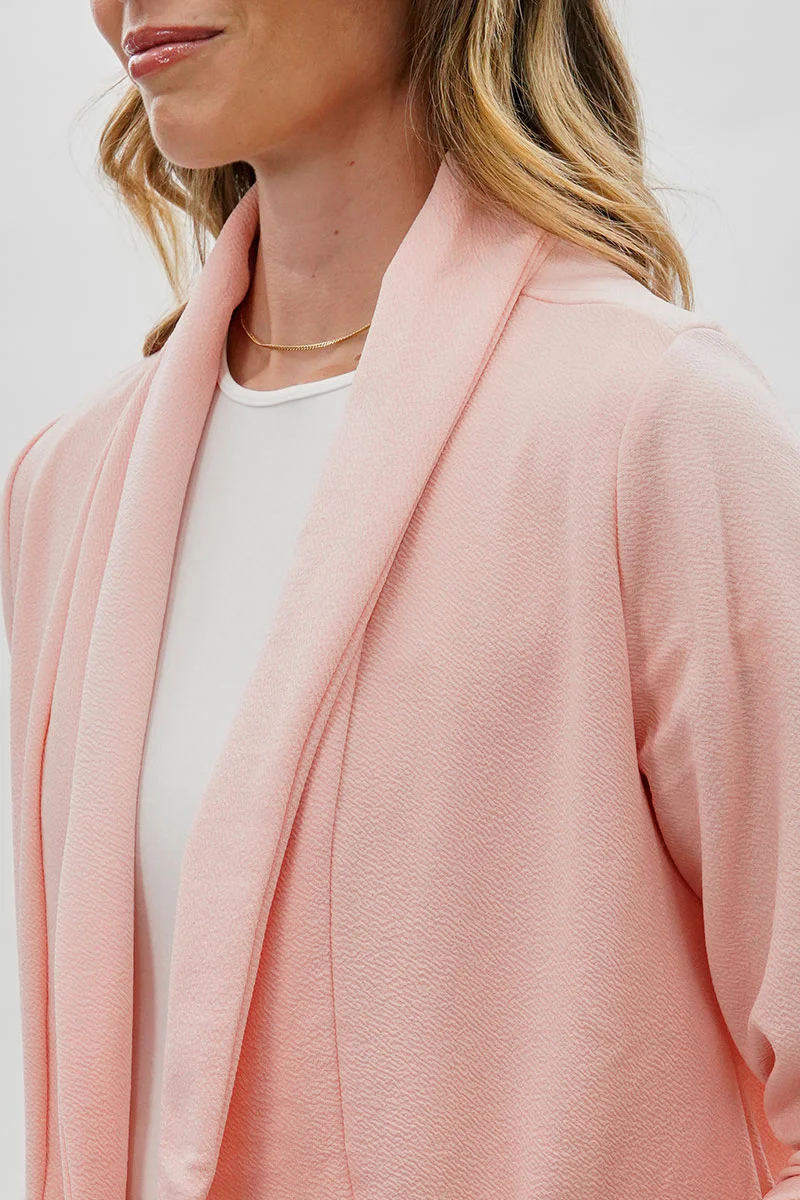 Open Roll Up Sleeve Blazer - Pink