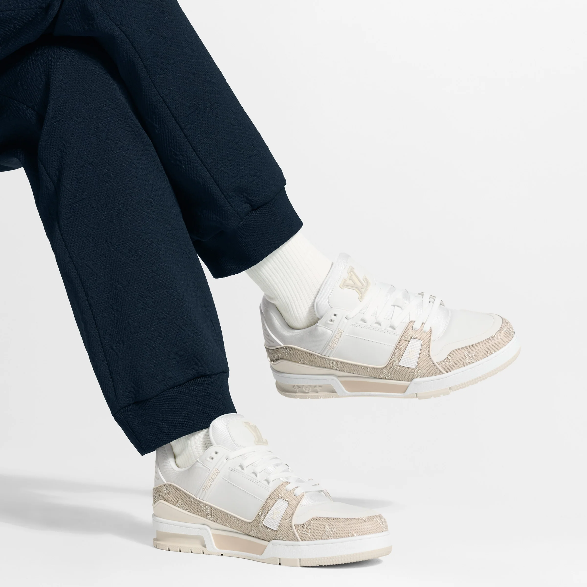 LV  Trainer Beige Monogram Leather Sneaker