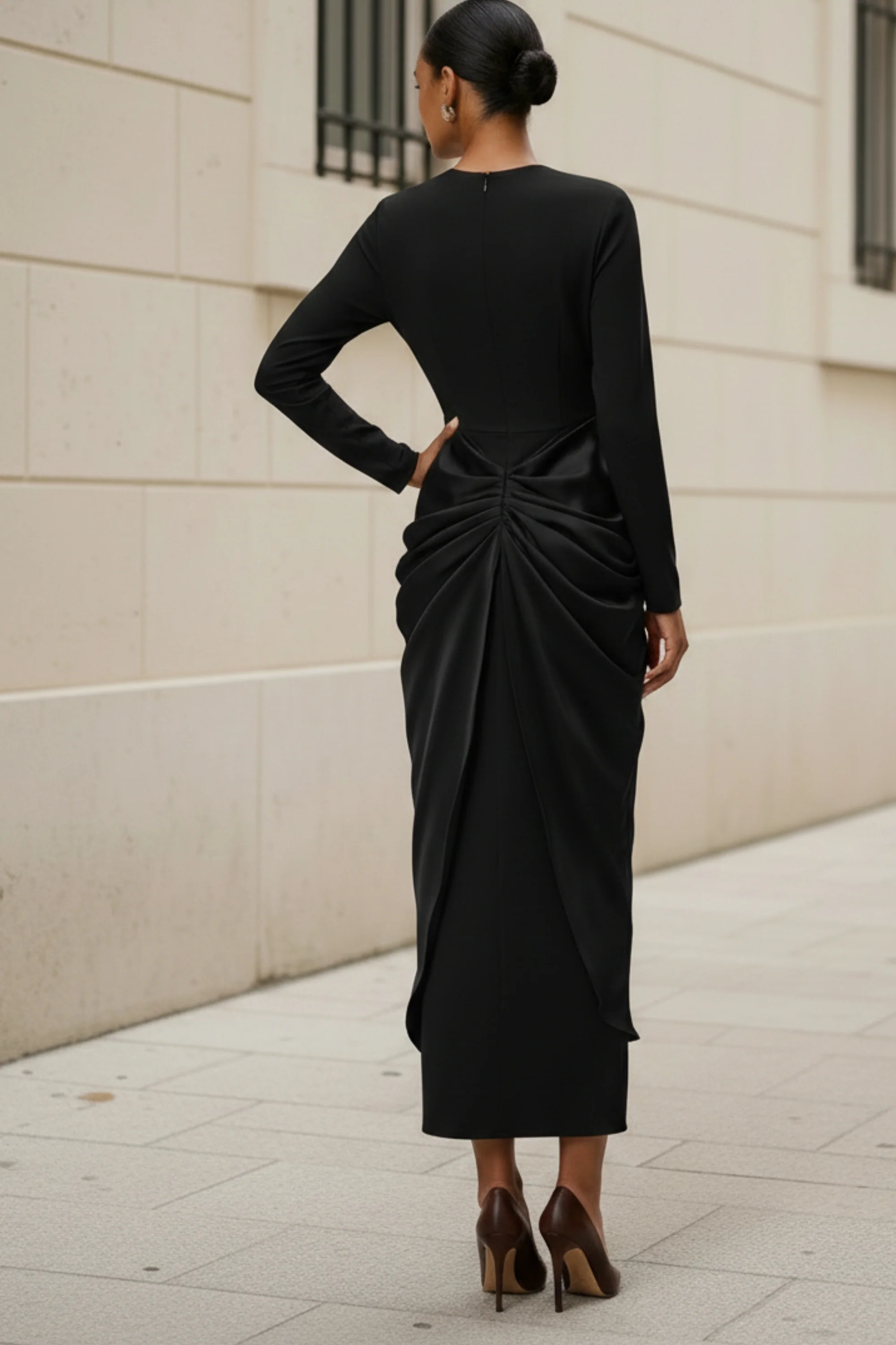 Obsidian Luxe Draped Dress