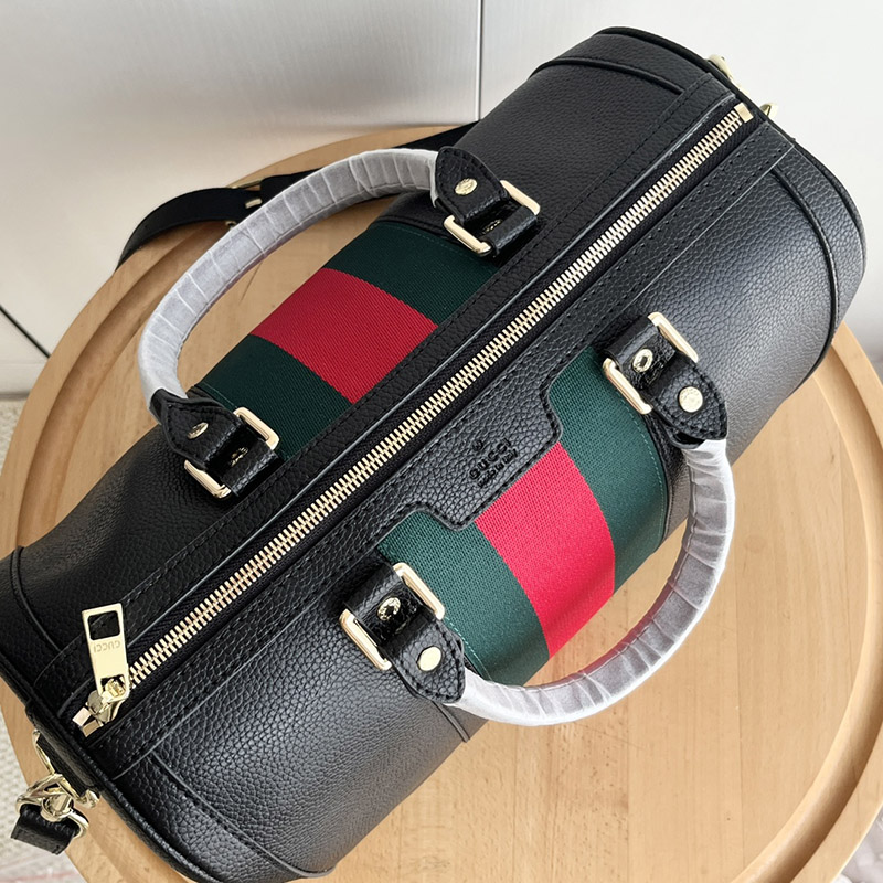 13.0″x8.7″x7.1″ Black Leather Travel bag with Strap BB-921287