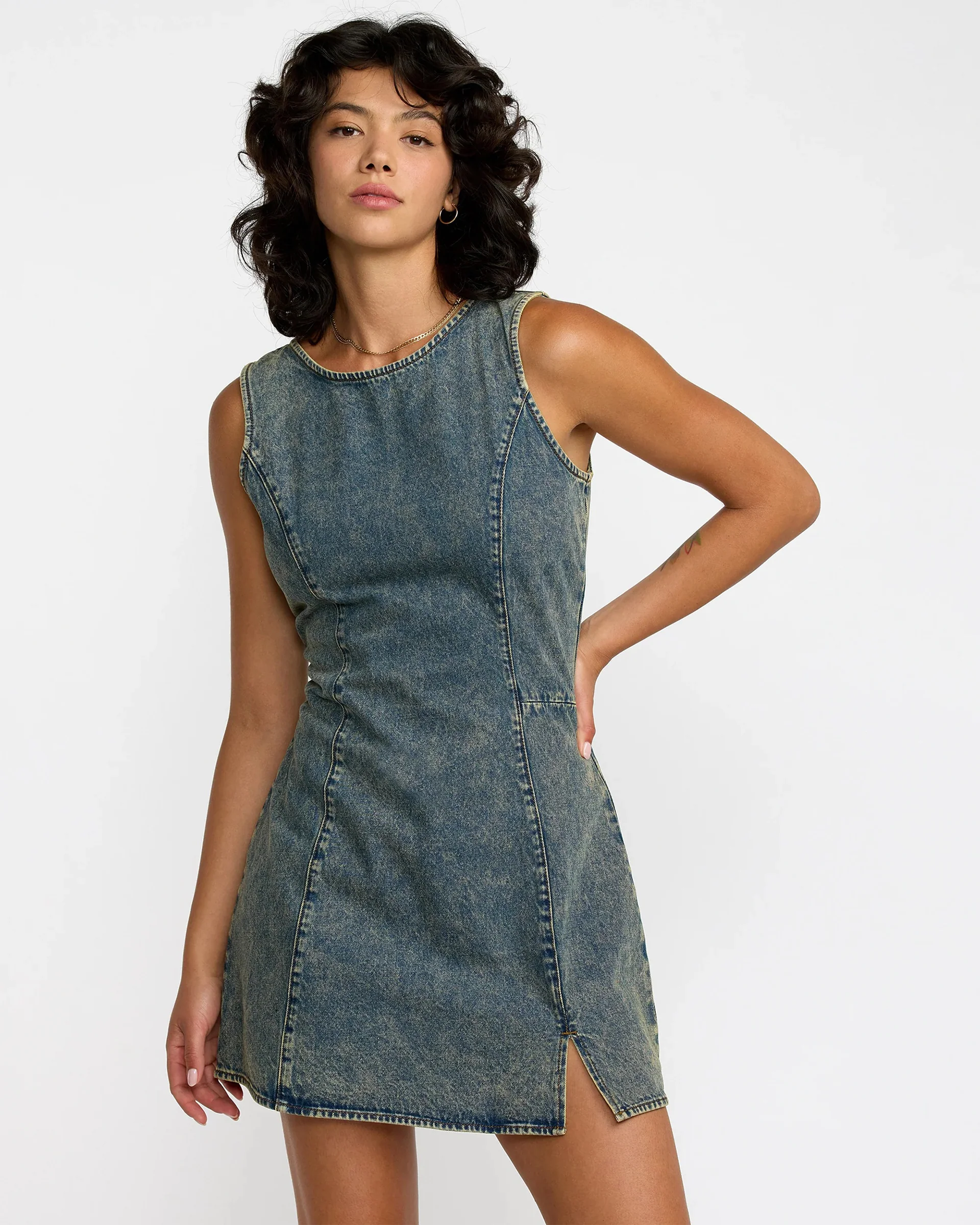 Jessie Mini Dress - Dusty Blue Wash