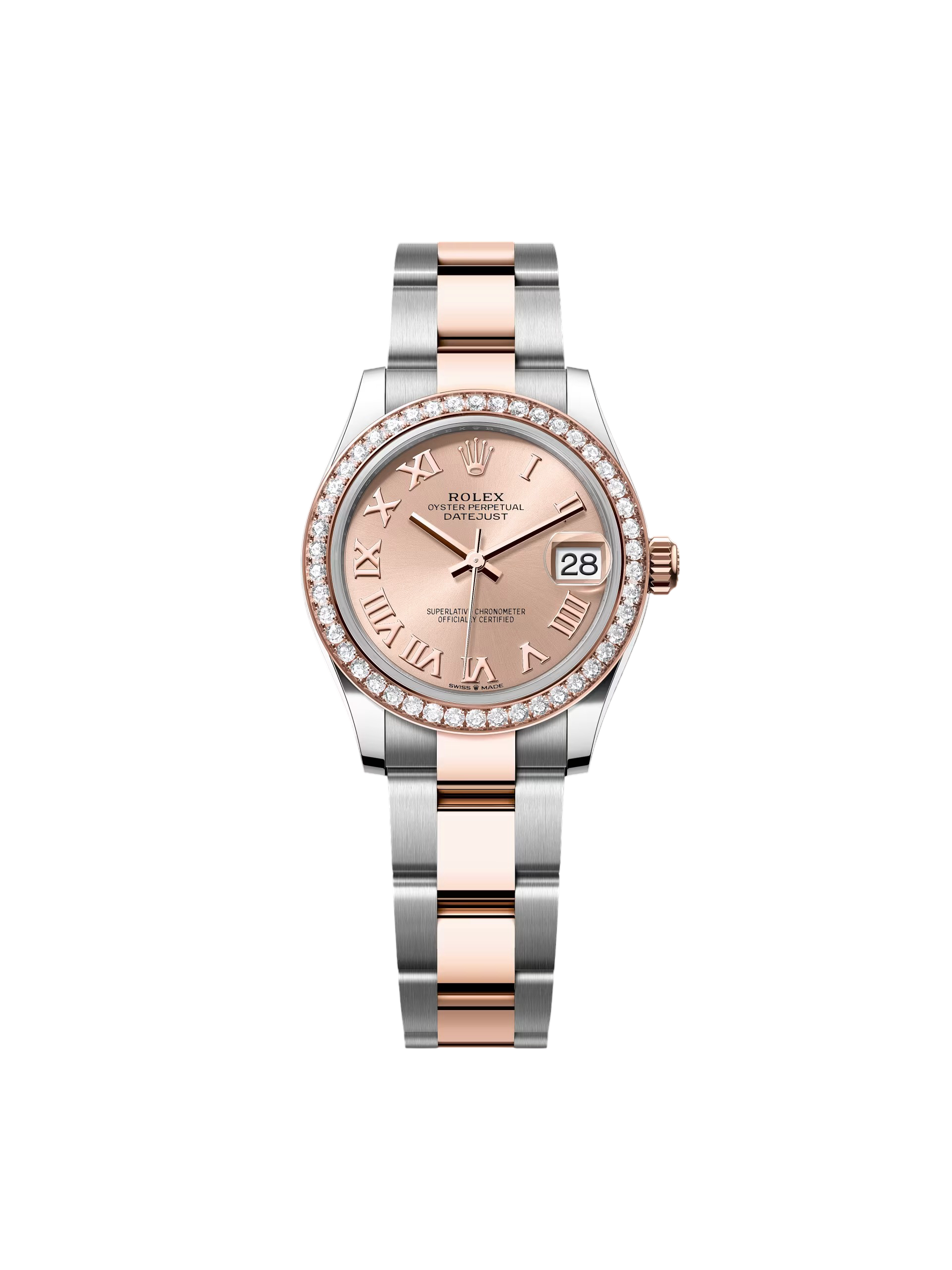 Rolex Datejust m278381-0001/0002 Rose Roman Dial Diamond-Set Bezel 31mm