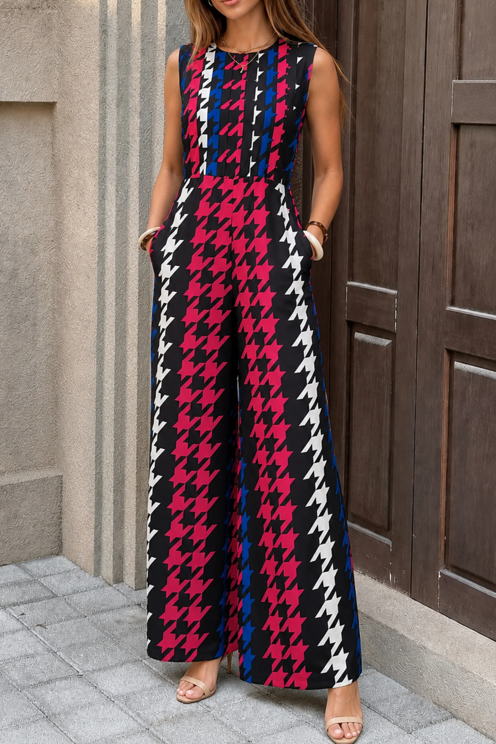 Tweed Print Jumpsuit