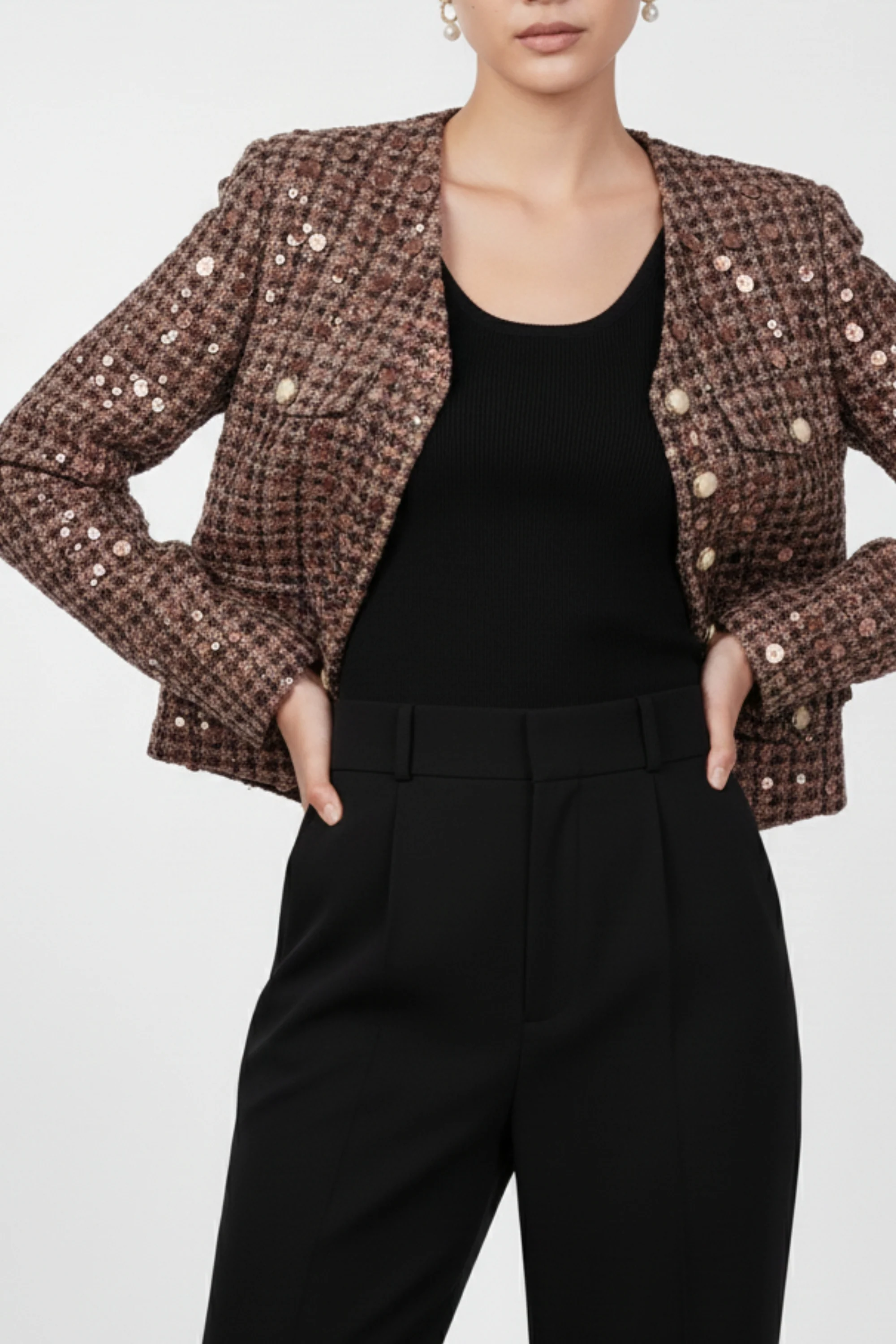 Sienna Brown Sequin Blazer