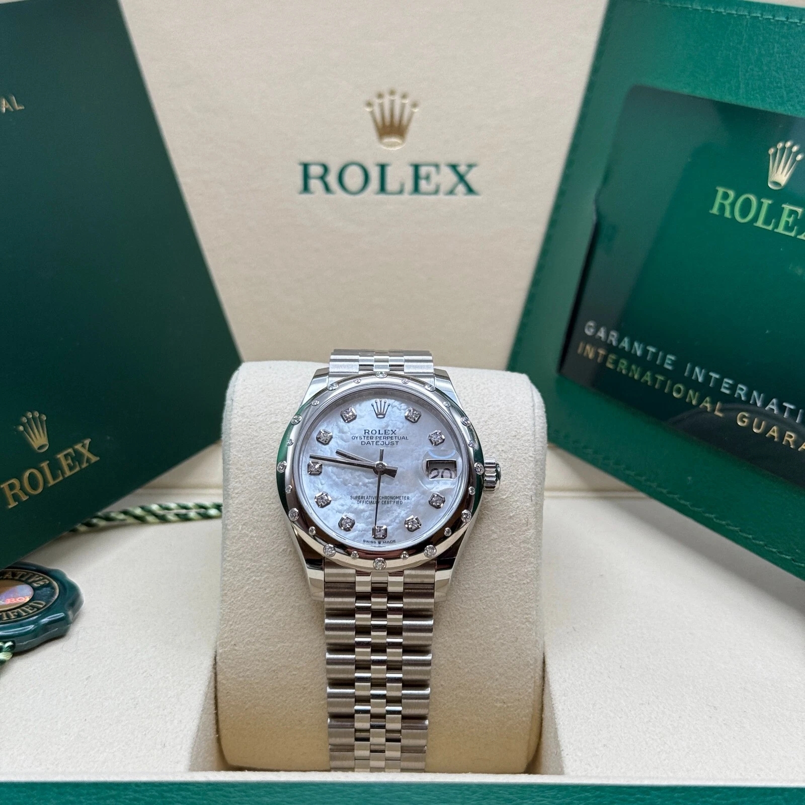 【Super Clone】RLX Datejust m278344-0005/0006 Mother-of-Pearl Dial 31mm Domed Diamond Oyster Watch
