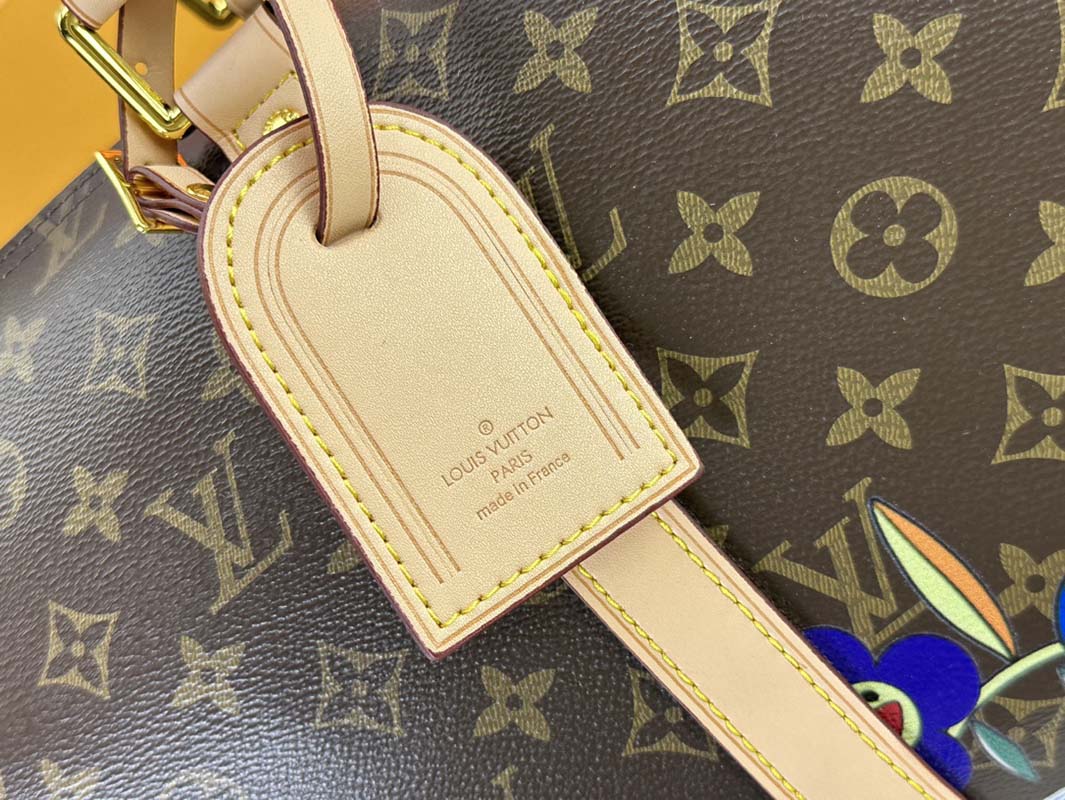 New 17.7″x10.6″x7.9″ Flowers Leather Red Lining Handbag with Adjustable strap BB-928092