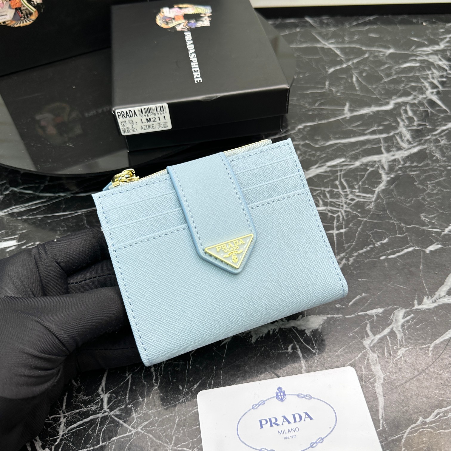 Fashion 3.9″x3.5″x0.8″ Great quality Blue Leather Wallet QB-927078
