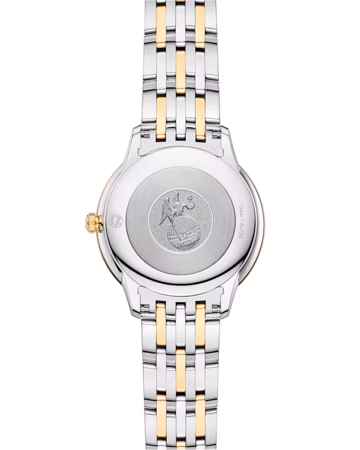 Omega De Ville Prestige 30 mm Yellow Dial Stainless Steel and 18k Yellow Gold Bracelet 434.20.30.60.08.001