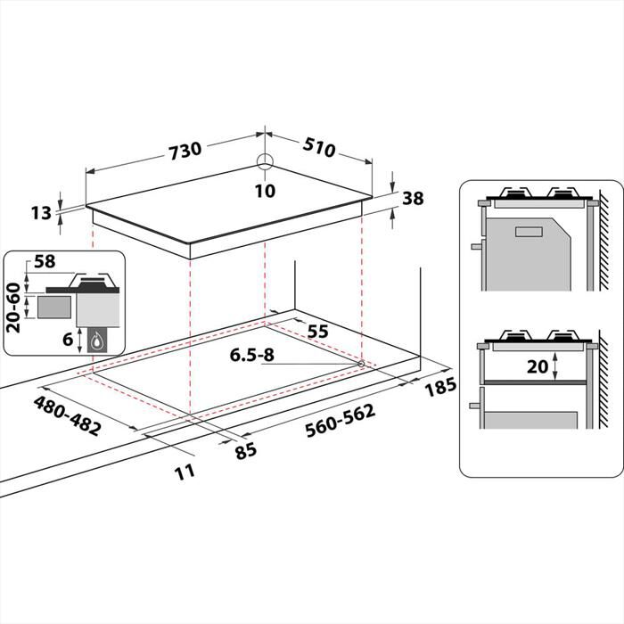 HOTPOINT ARISTON - Piano cottura a gas PPH 75G DF/IX HOB OA 5 fuochi