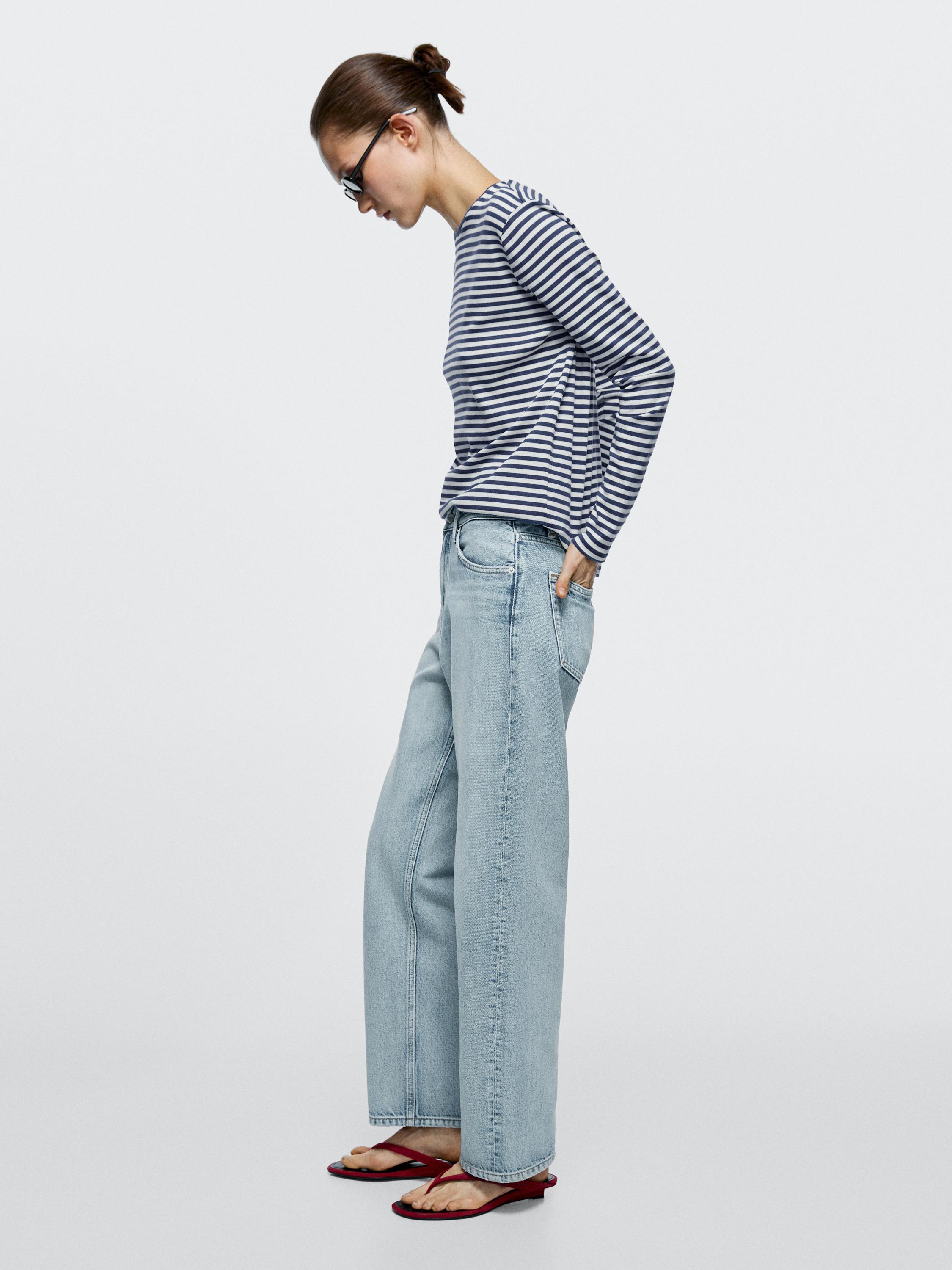Jeans straight fit tiro alto