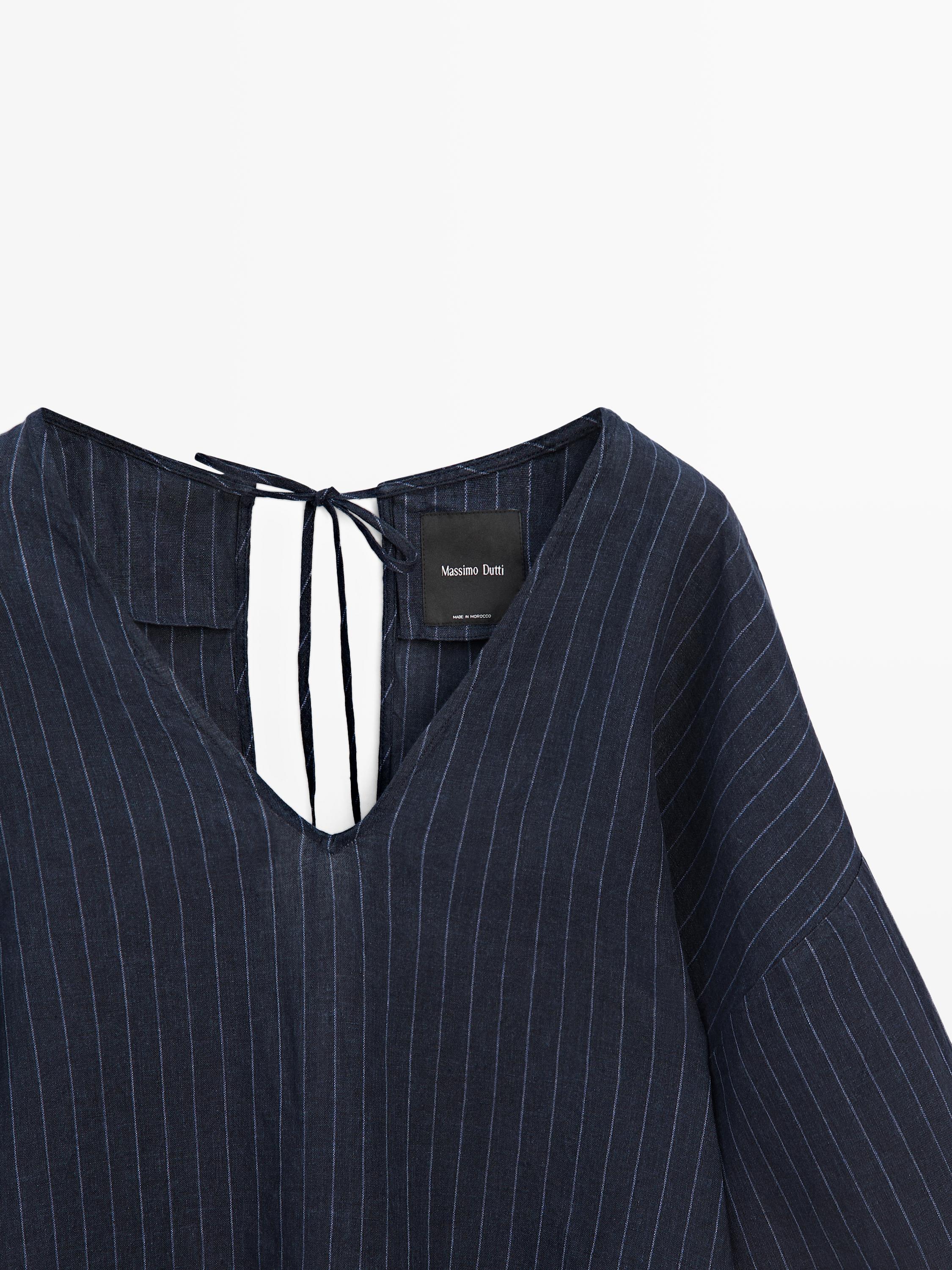 Blusa rayas detalle espalda lino