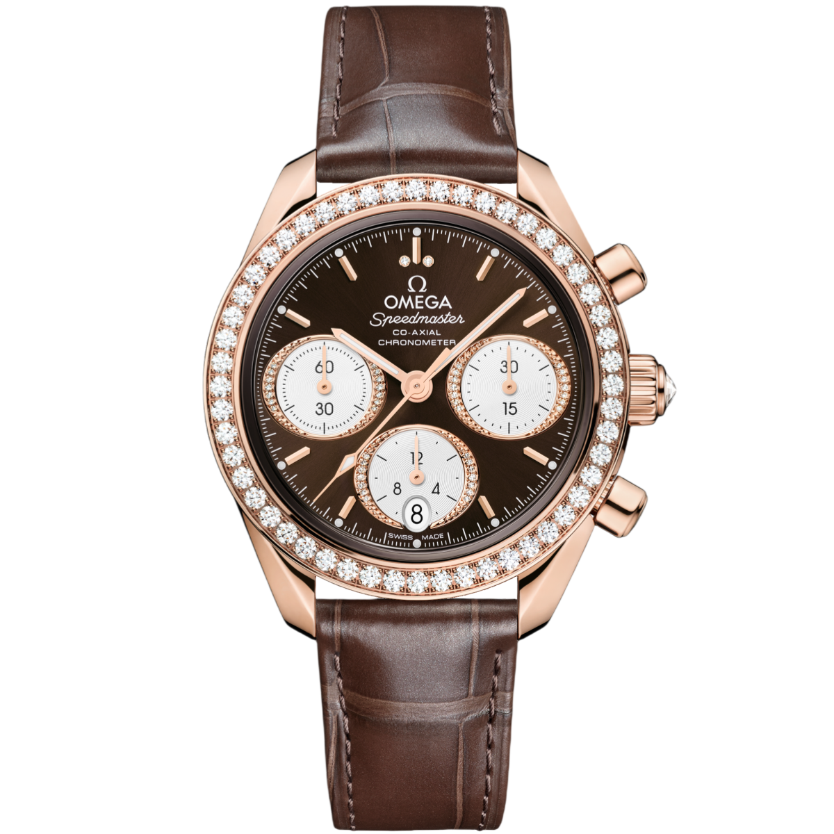 Omega Speedmaster 38 Brown Dial with 38mm Diamonds Sedna™18k Rose Gold Strap 324.58.38.50.63.001