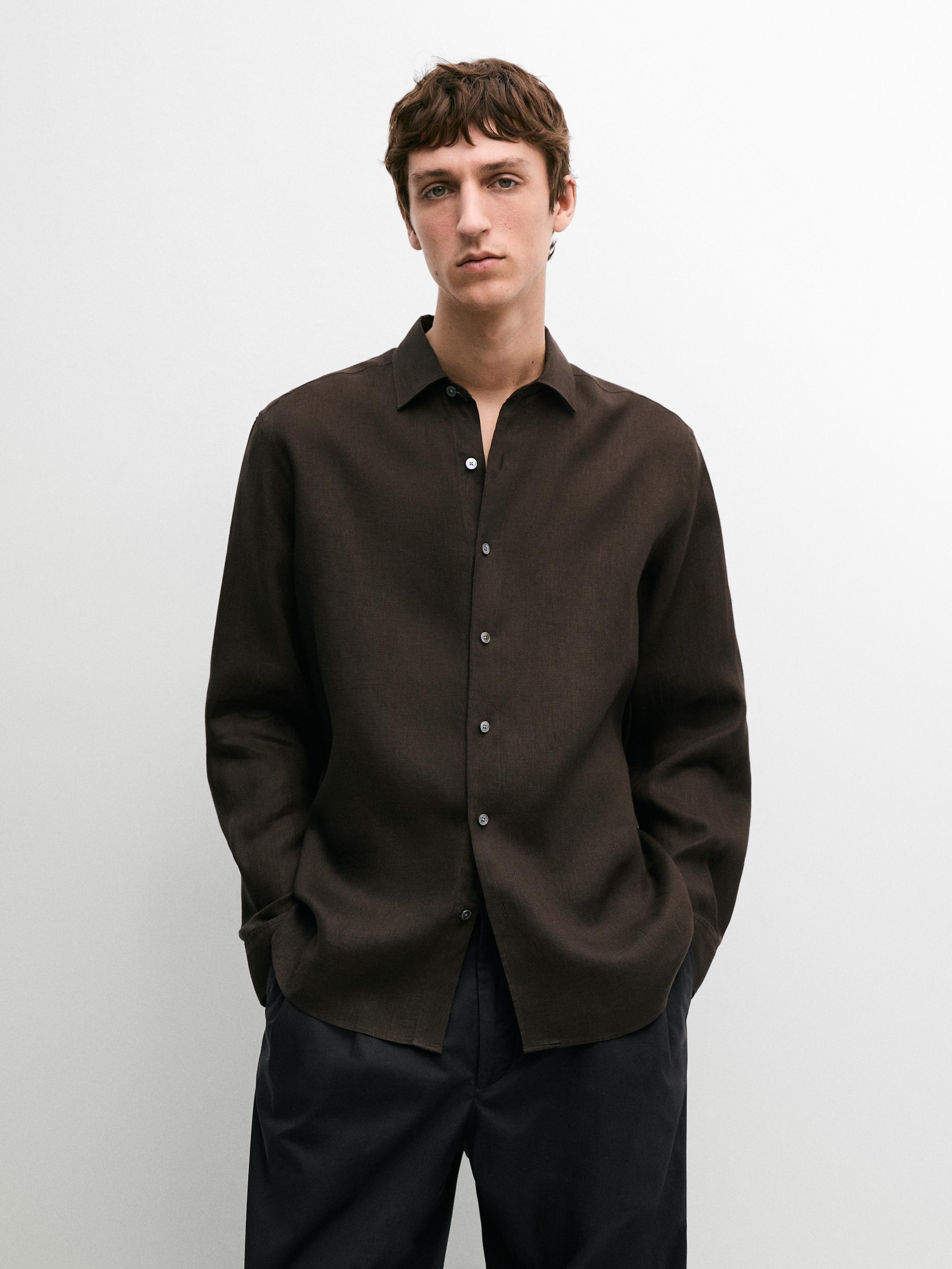 Camisa regular fit extrafina lino