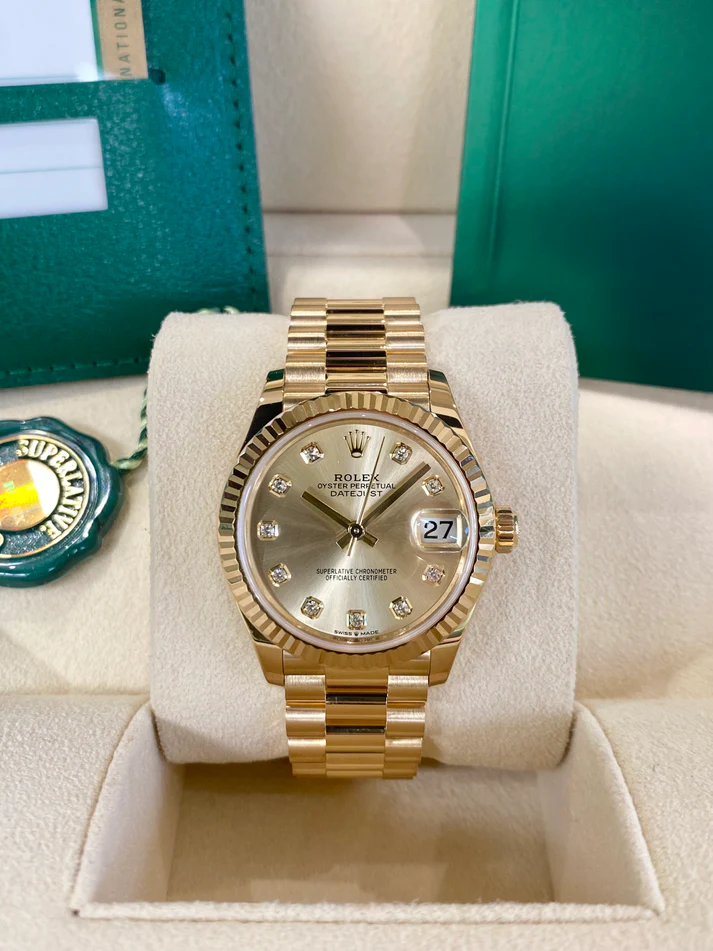 Rolex Datejust m278278-0009 Champagne 31mm Dial President Bracelet Watch
