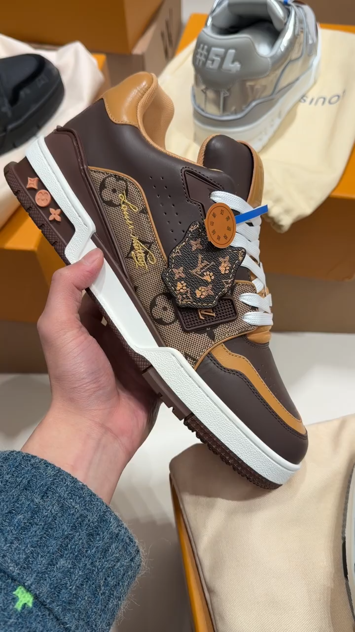 LV  Trainer Brown Monogram Leather Sneaker