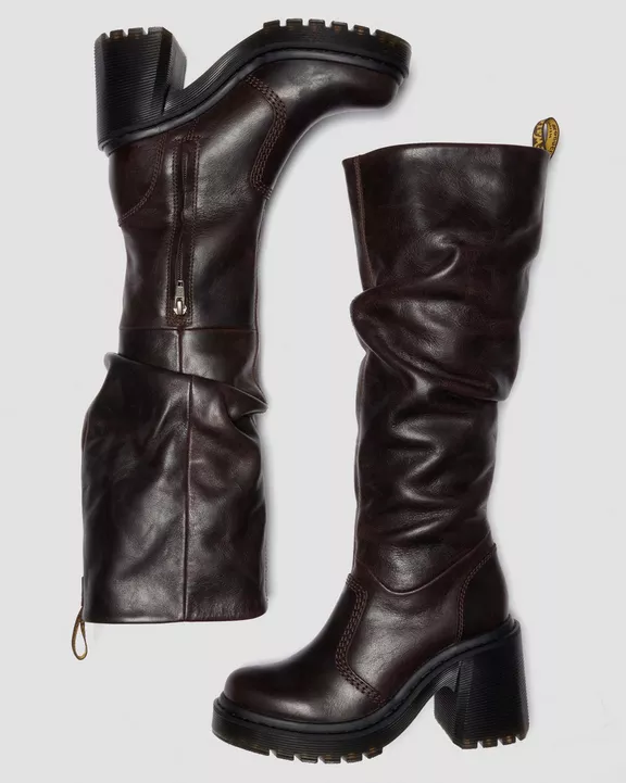 KASEY LEATHER KNEE HIGH HEELED BOOTS