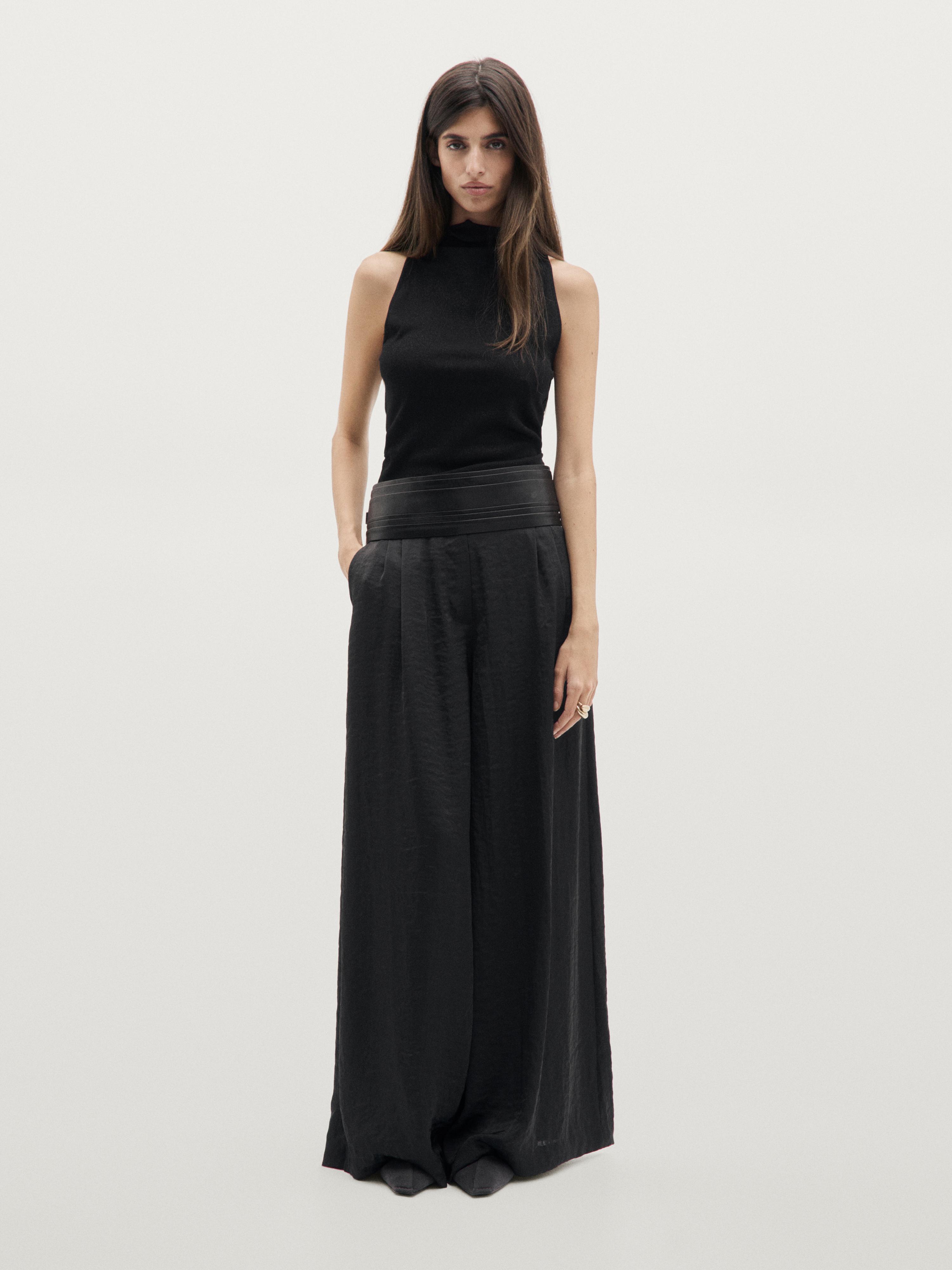 Pantalón ancho fluido pinzas