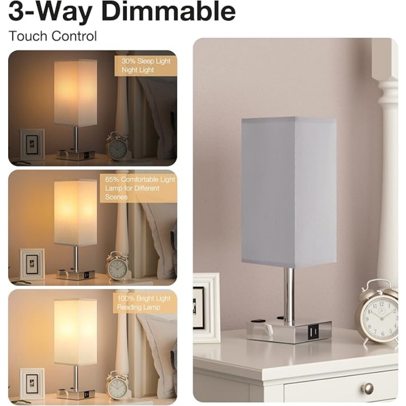 Touch Bedside Table Lamp For Nightstand