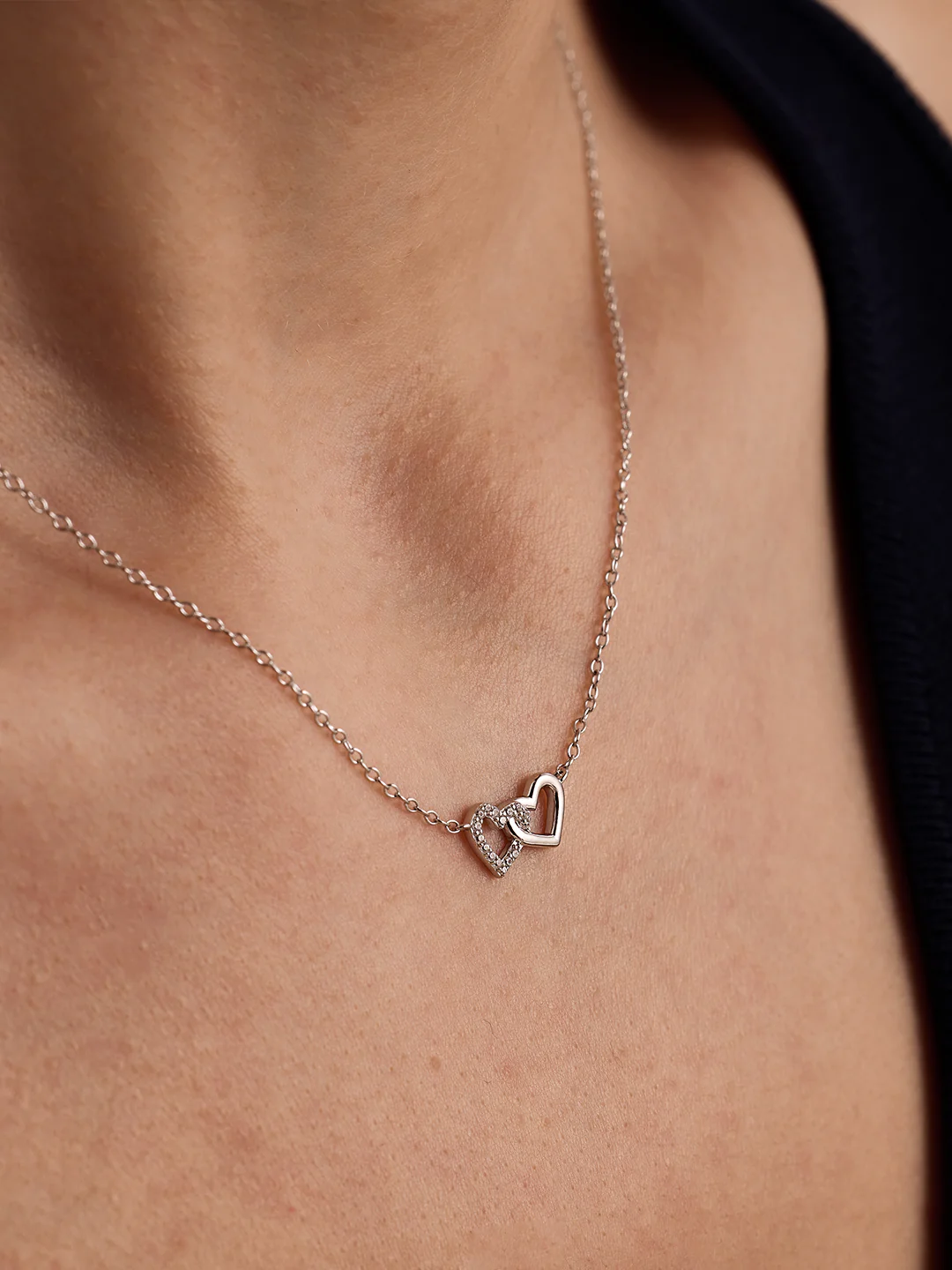 Silver Heart Linked Necklace