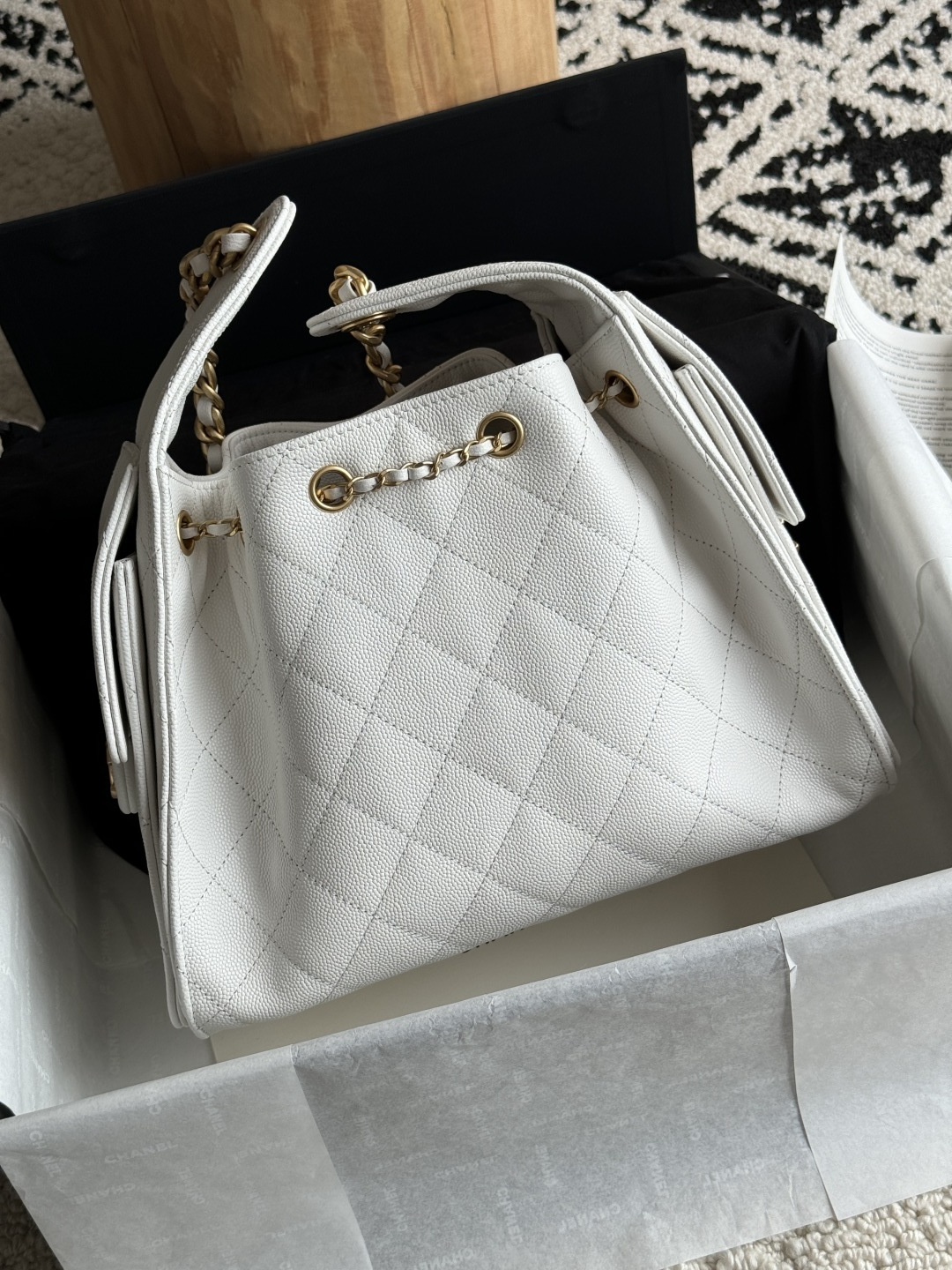 Chanel 25C Quilted Caviar Leather Hobo Bag