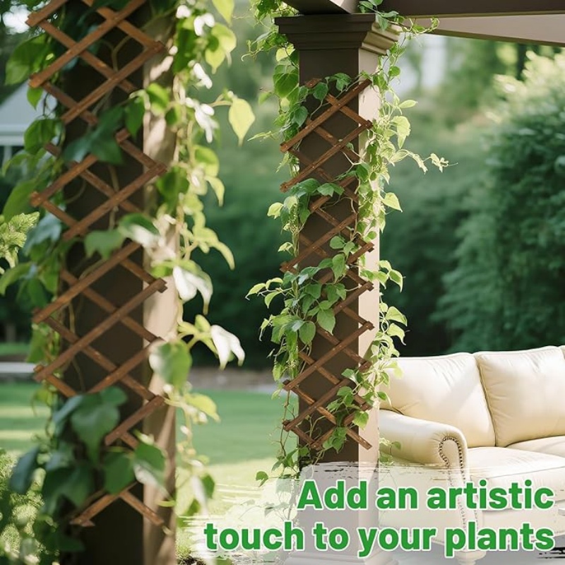 GREENFOLD Pack of 2 Extra Thick Wooden Wall Trellis