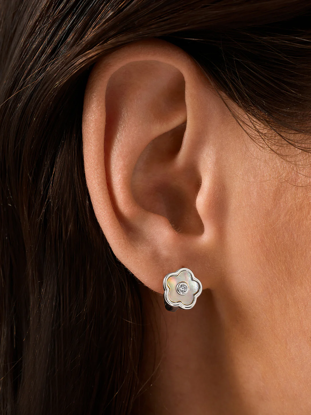 Mother of Pearl Flower Huggies