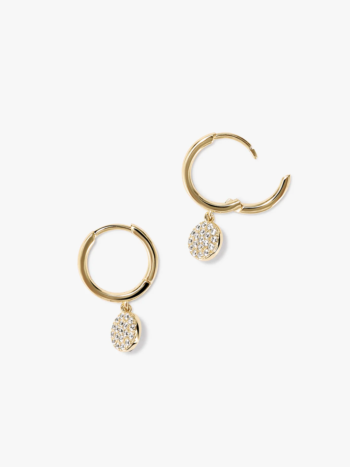 Pave Round Huggie Drops