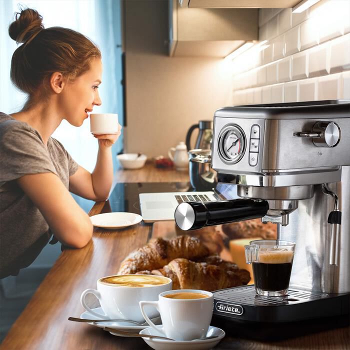 ARIETE - 1381 Macchina da caffè espresso con manometro-Silver