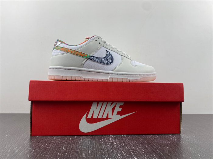 NK Dunk Low White Multi-Color Paisley (GS) FN8913-141