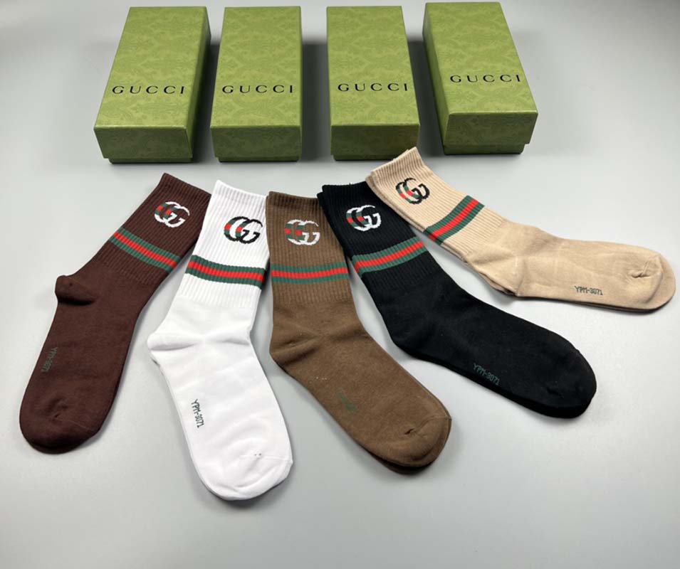 Set of 5 Pairs of Cotton Anti-bacterial Crew Socks WZ-924000183
