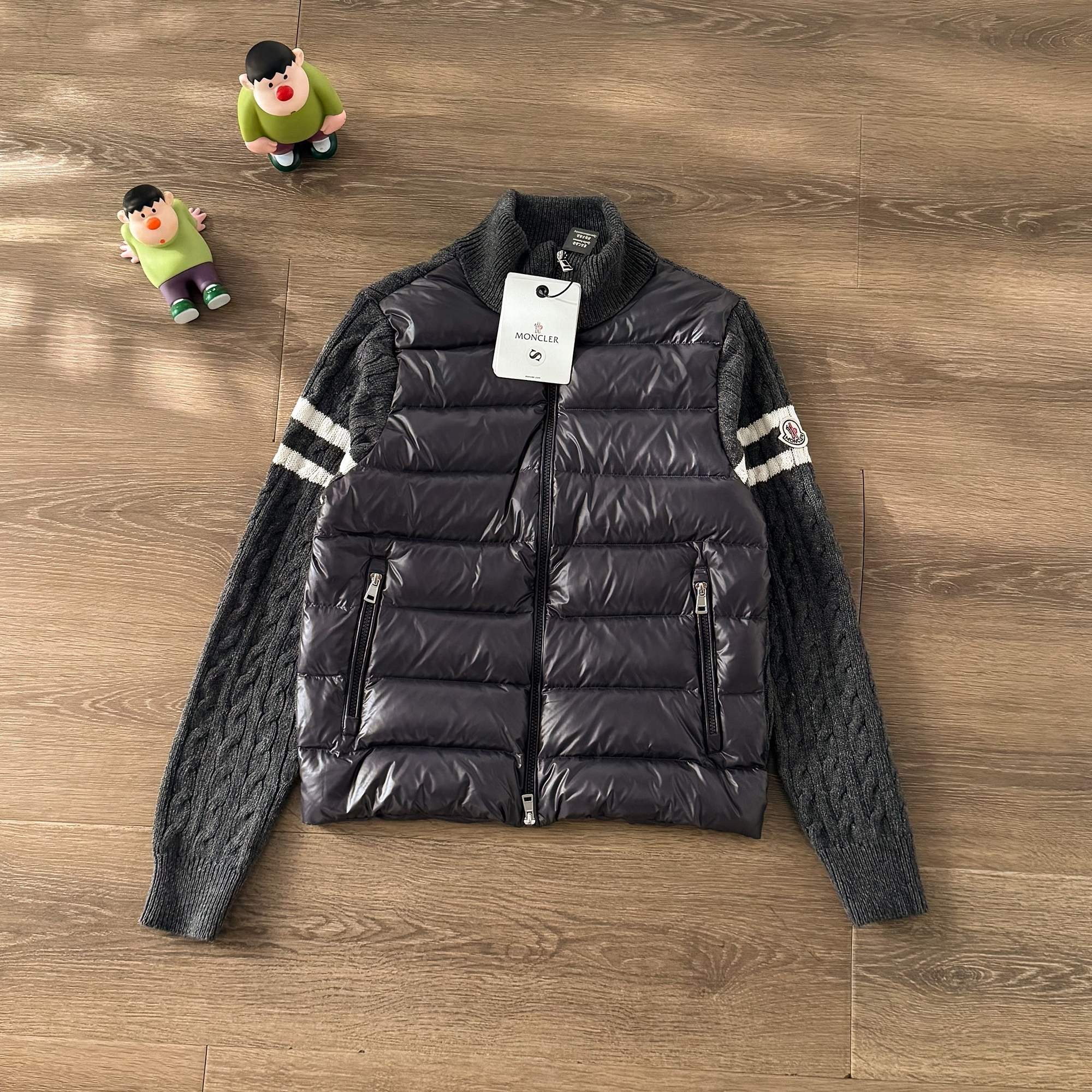 MONC stitching knitted sleeves stand collar down jacket （Multiple colors）