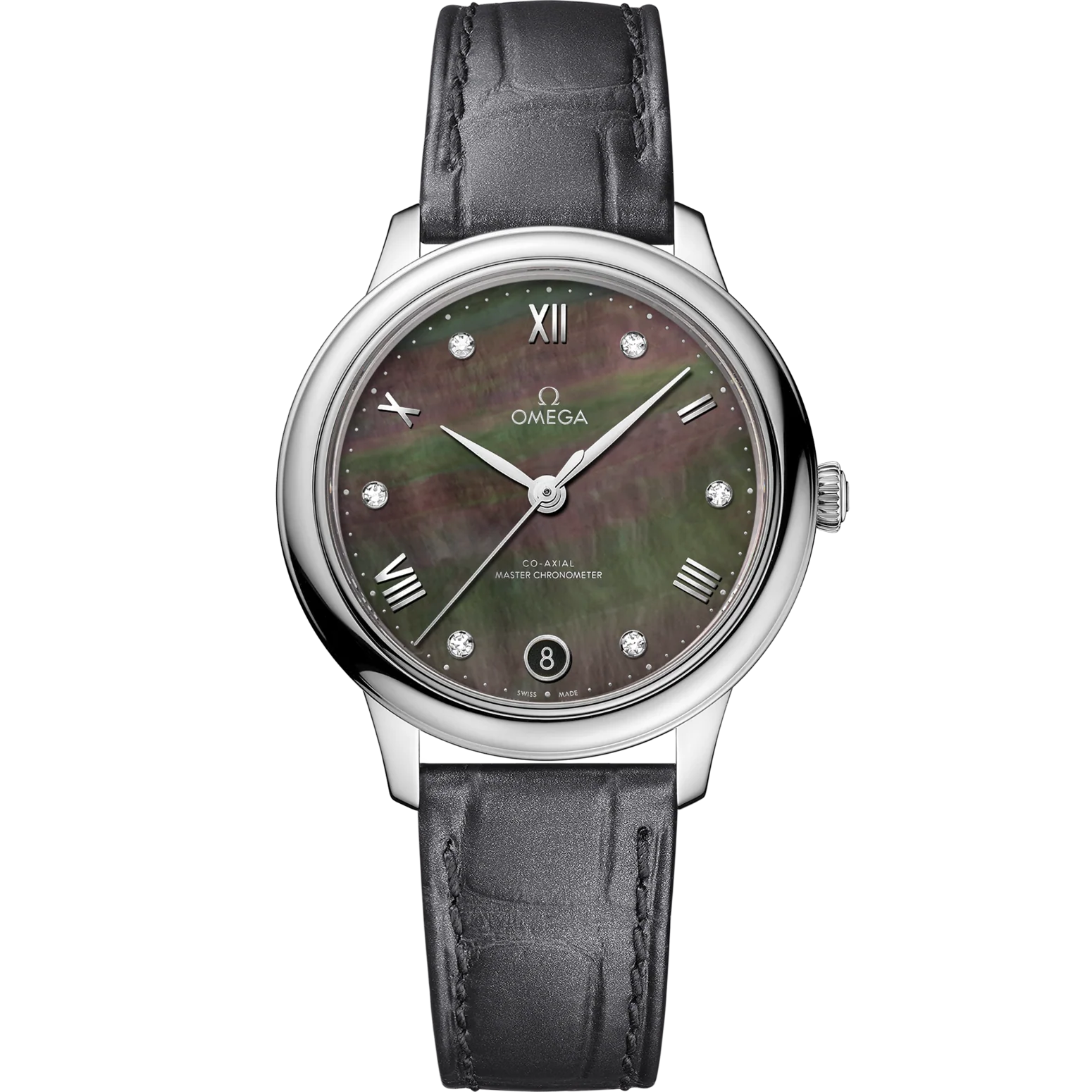 Omega De Ville Prestige 34 mm Grey Dial with Diamonds Stainless Steel Strap 434.13.34.20.57.001