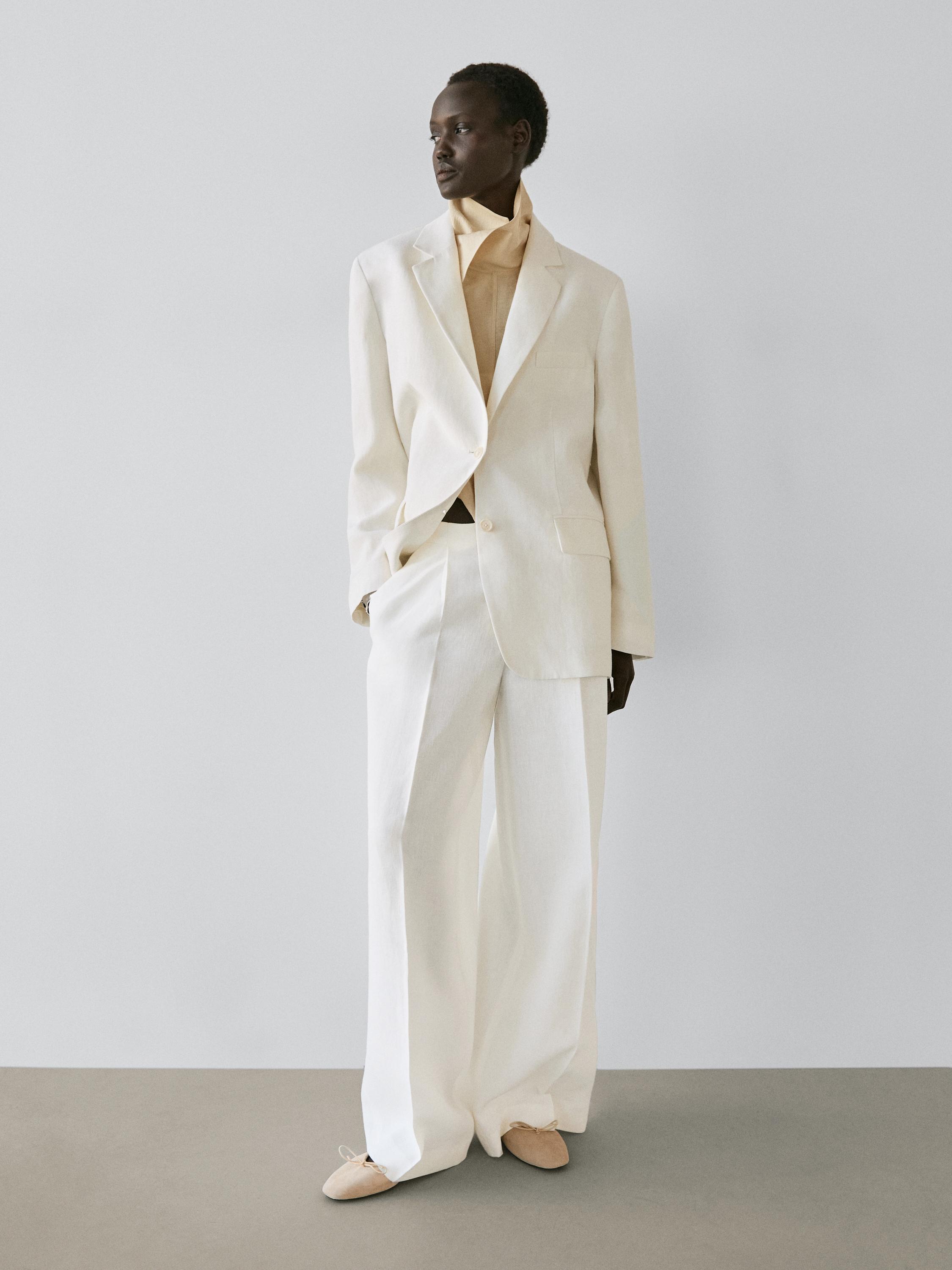Pantalón traje fluido lino