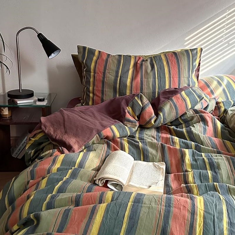 Vintage Striped Duvet Cover Set