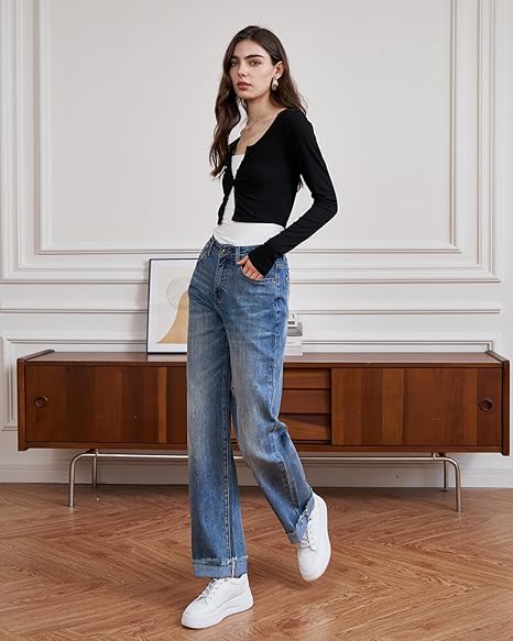 AERLEN Womens High Waisted Jeans
