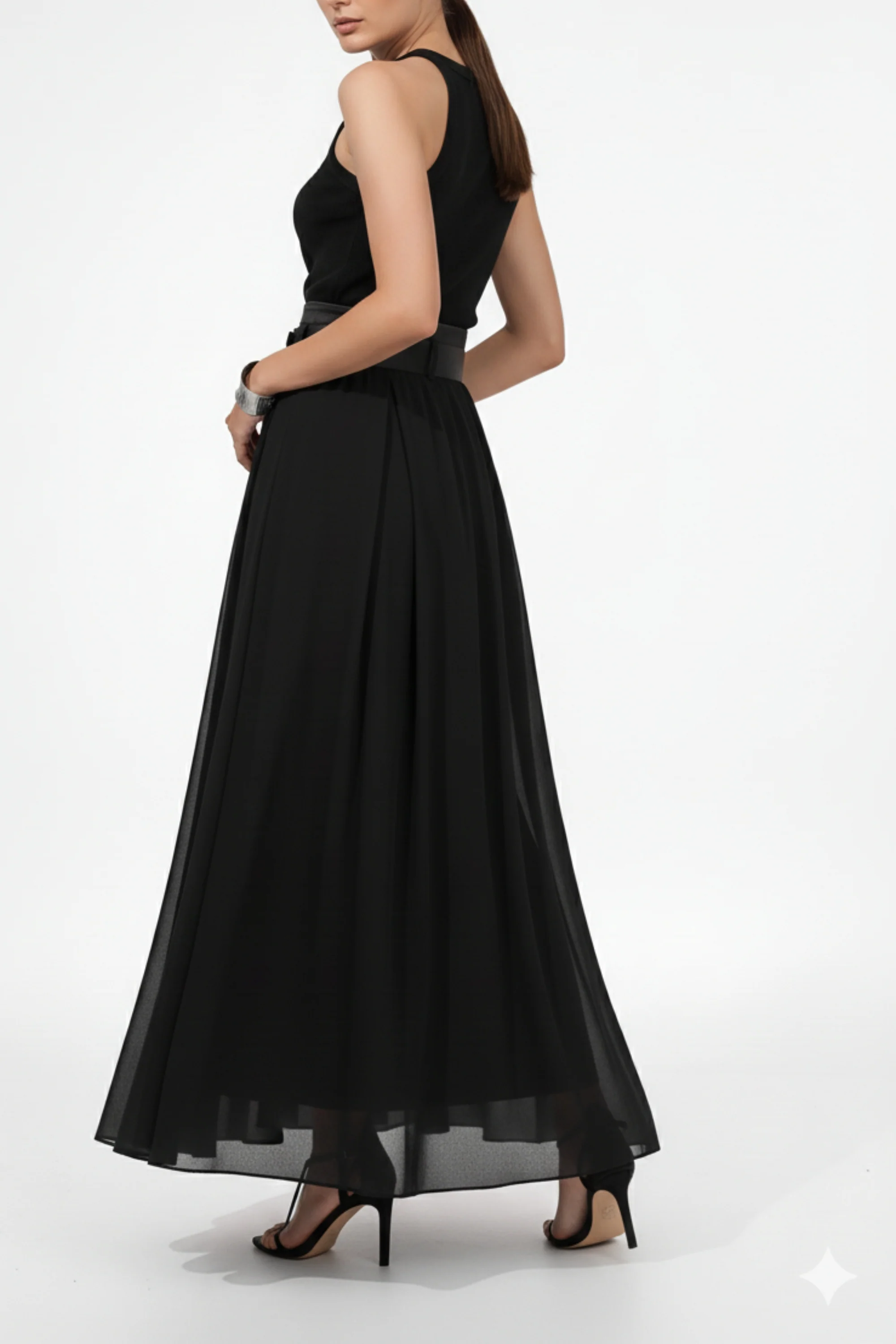 Giza Black Pleated Skirt