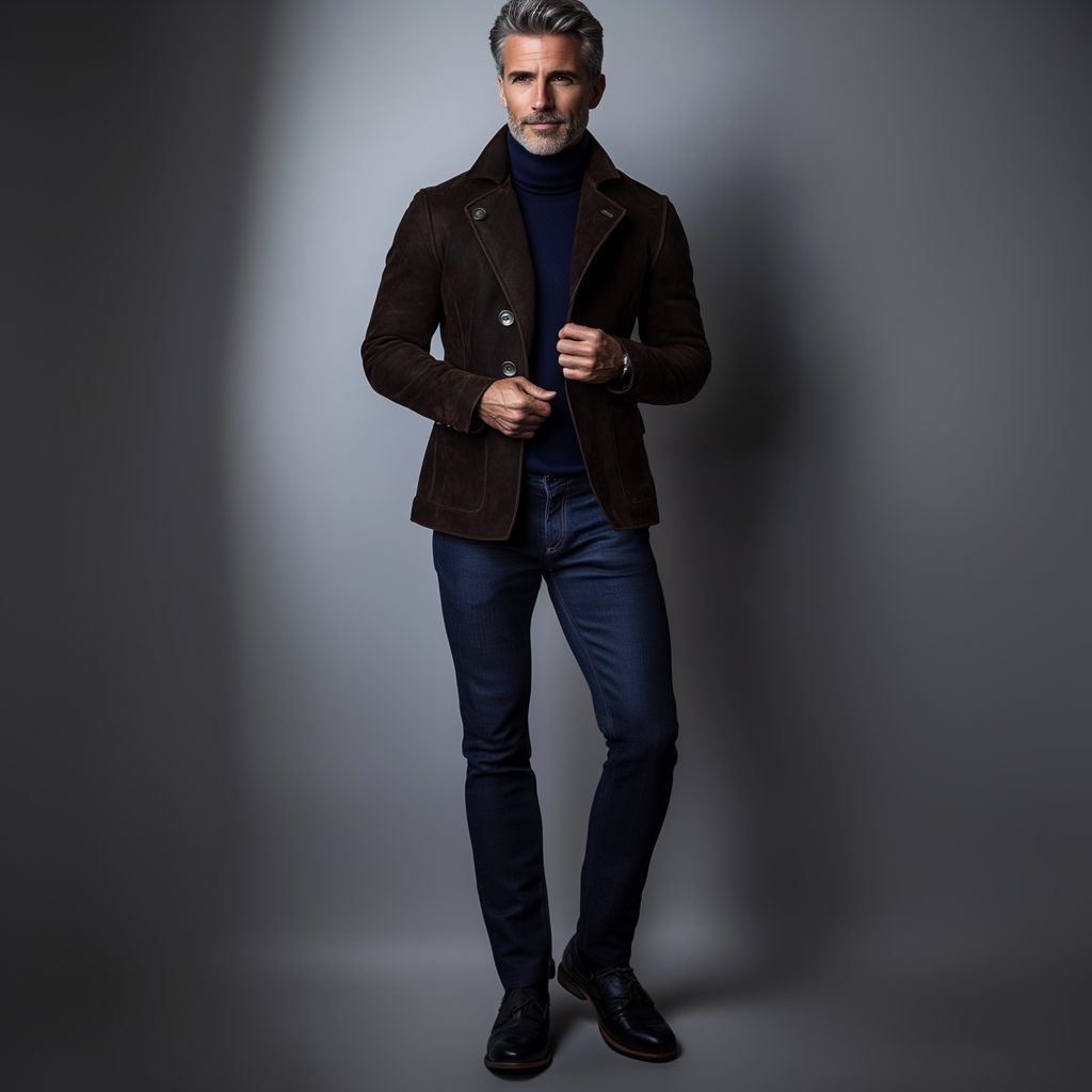 Men's Lapel Collar Single Breasted PU Leather Jacket