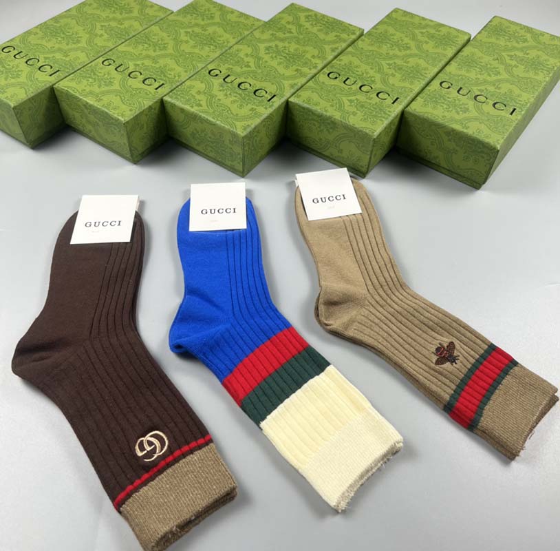 Set of 3 Pairs of Cotton Anti-bacterial Crew Socks WZ-924000158