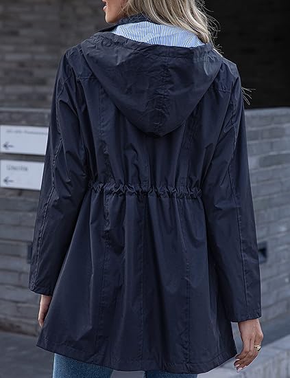 Rain Jacket Women Striped Lined
