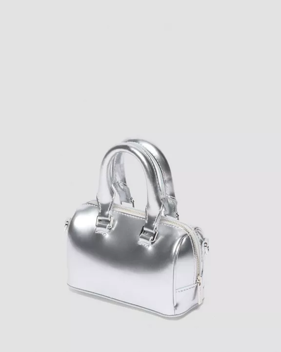 Mini Top Handle Bag Silver Metallic Patent Lamper