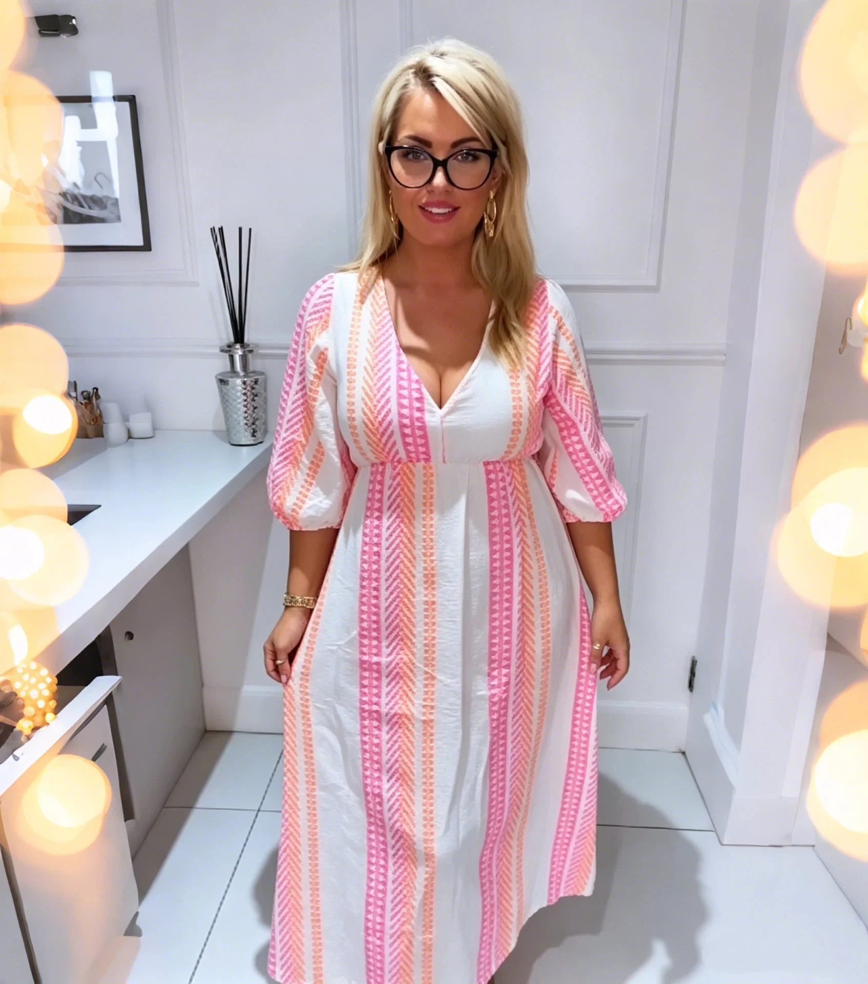 Women's V-Neck Printed Dress