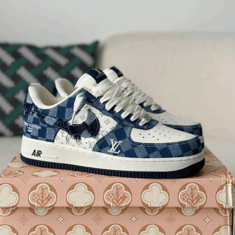 L.V x NK Air Force 1 Low “Blue Damier Denim”