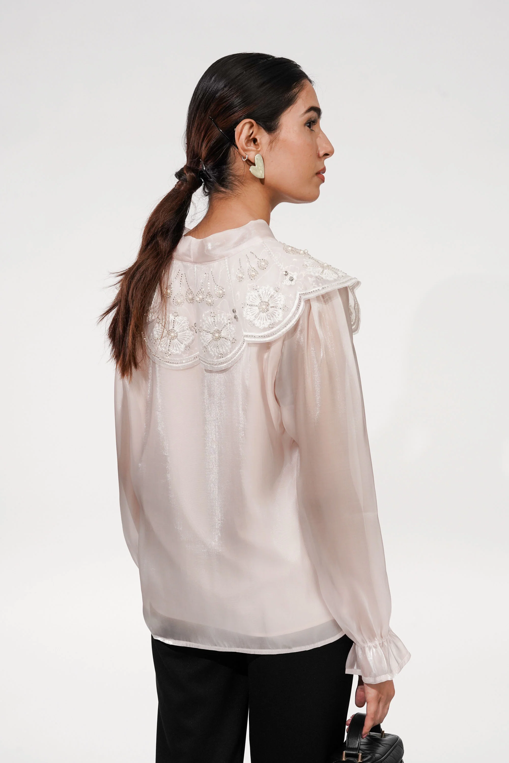 Baby Pink Bertha Pearl Top
