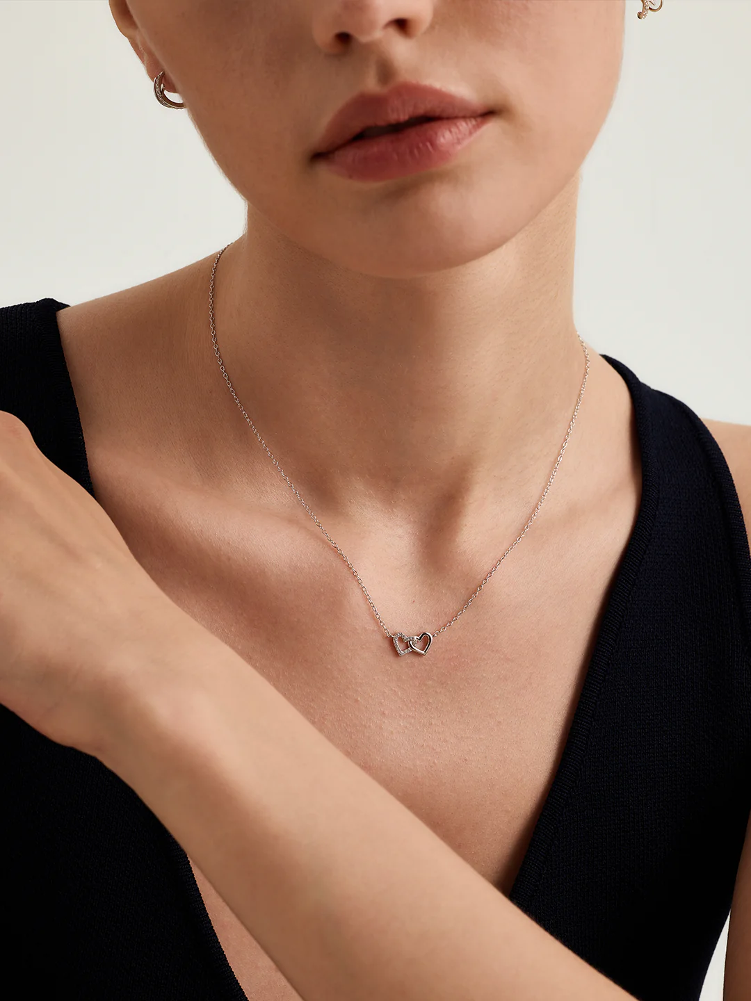 Silver Heart Linked Necklace