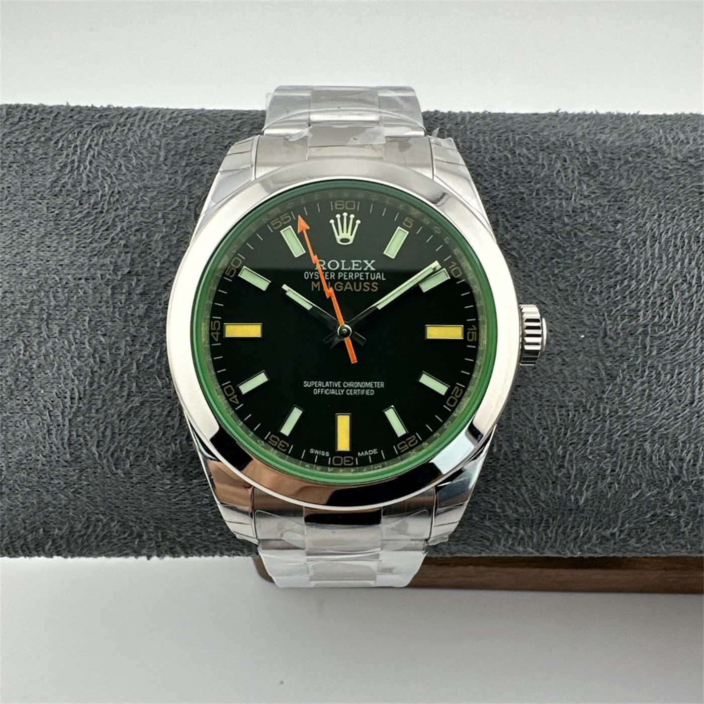 Rolex Milgauss 116400GV “Green Glass” – 904L Steel [Real Green Sapphire]